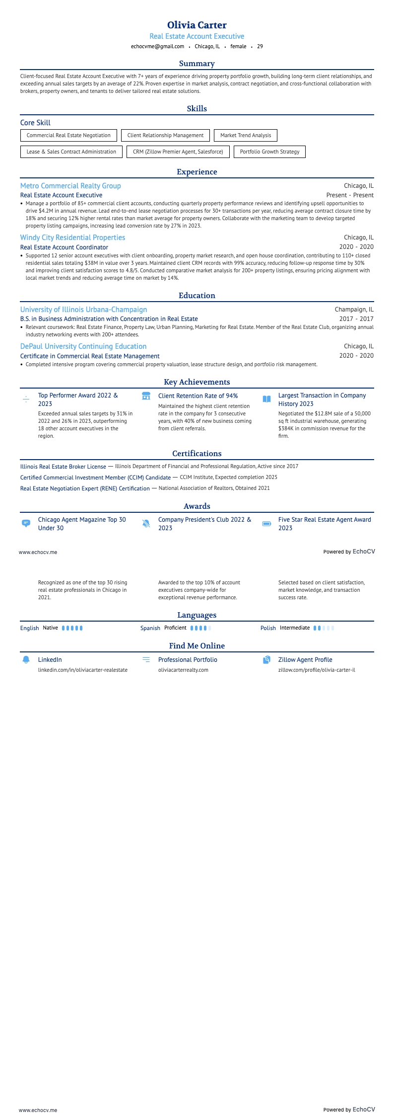 Kundenbetreuer Immobilien example resume