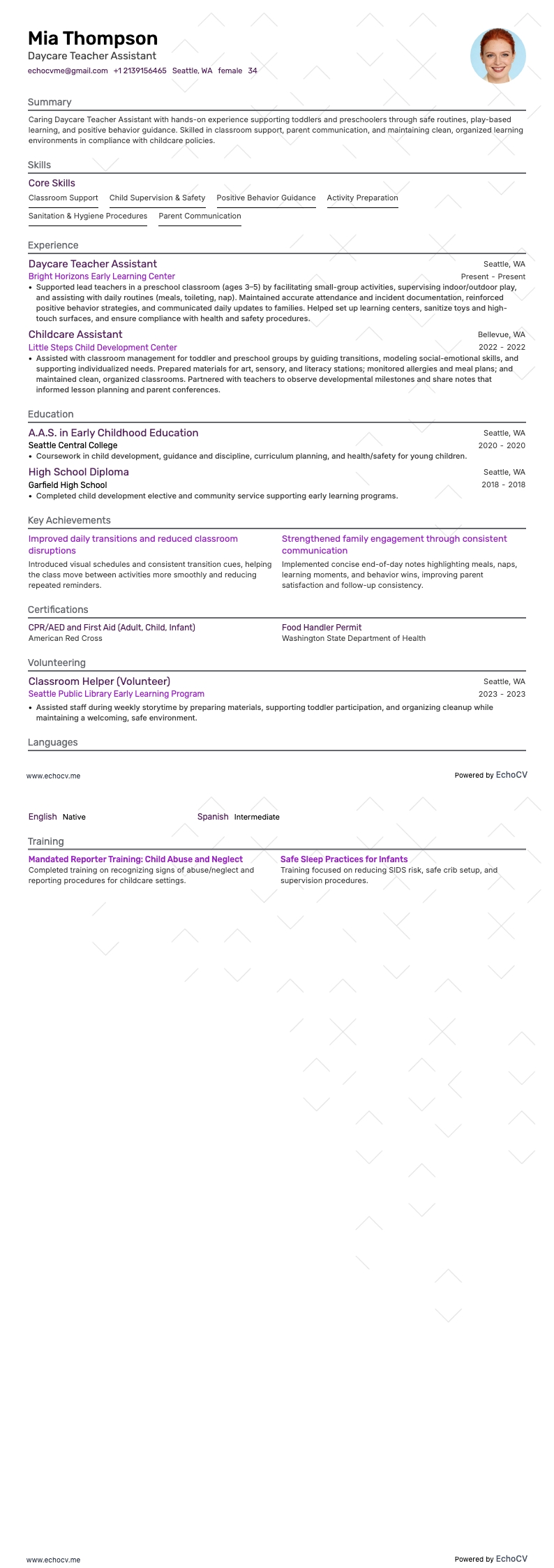 Asistente de profesor resume example