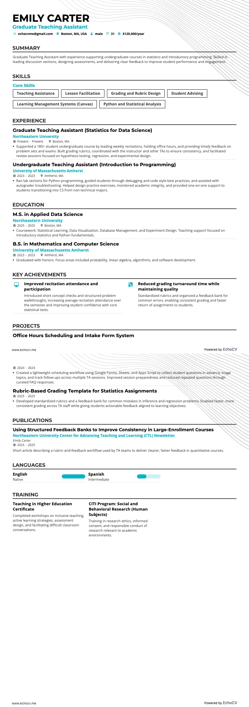 Asistente de docencia de posgrado example resume