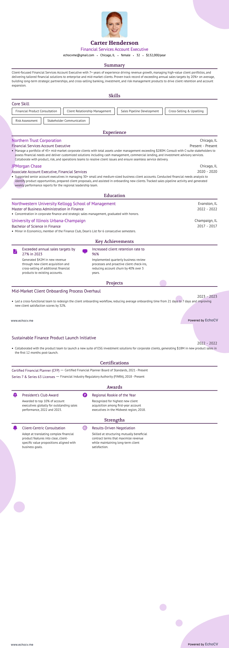 Kundenbetreuer Finanzdienstleistungen example resume