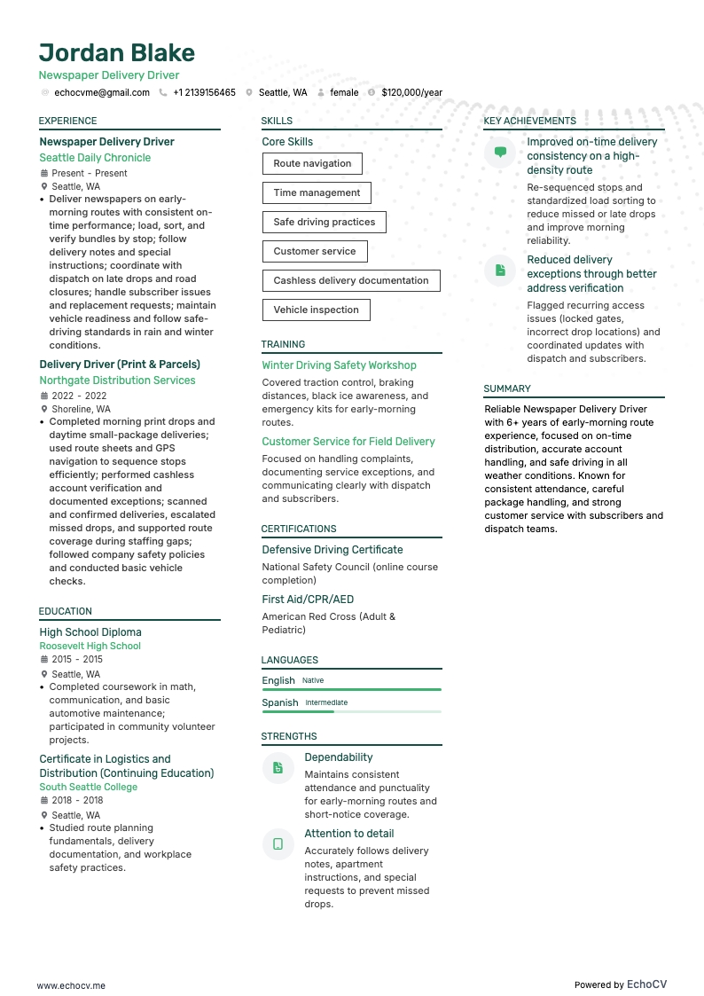 Addetto alla consegna dei giornali