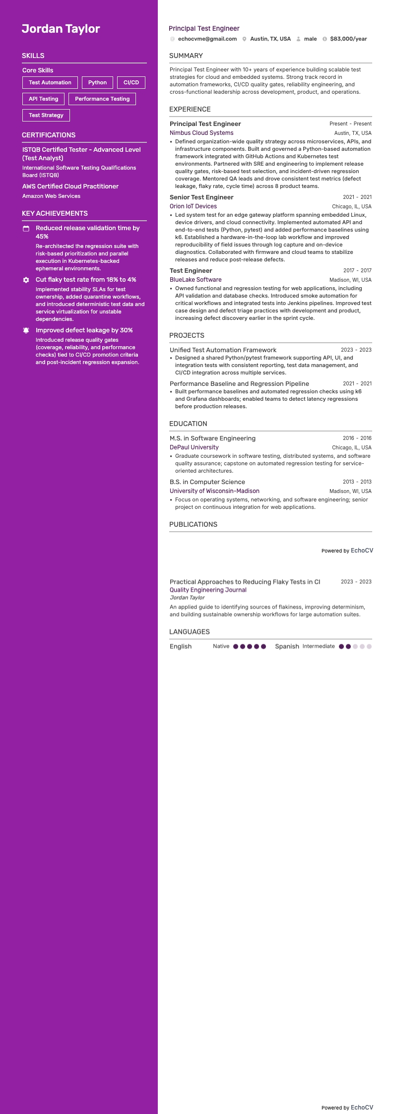 Ingegnere principale di collaudo