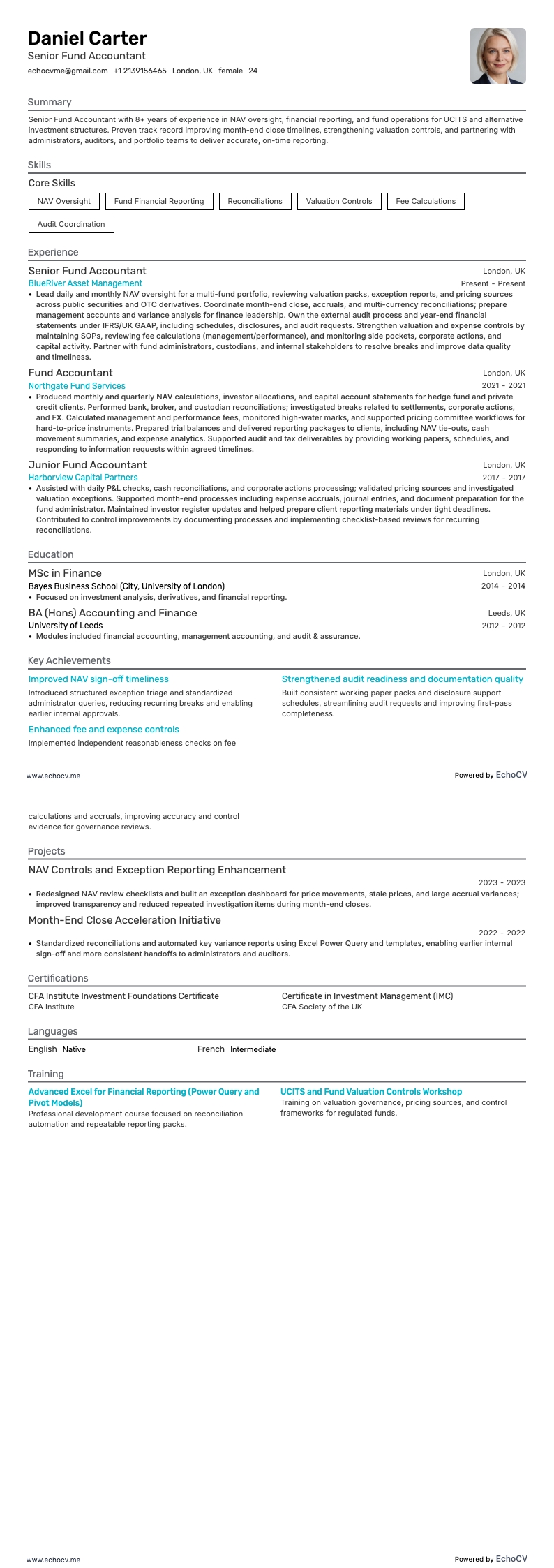 Prévia completa de Contabilista Sénior de Fundos