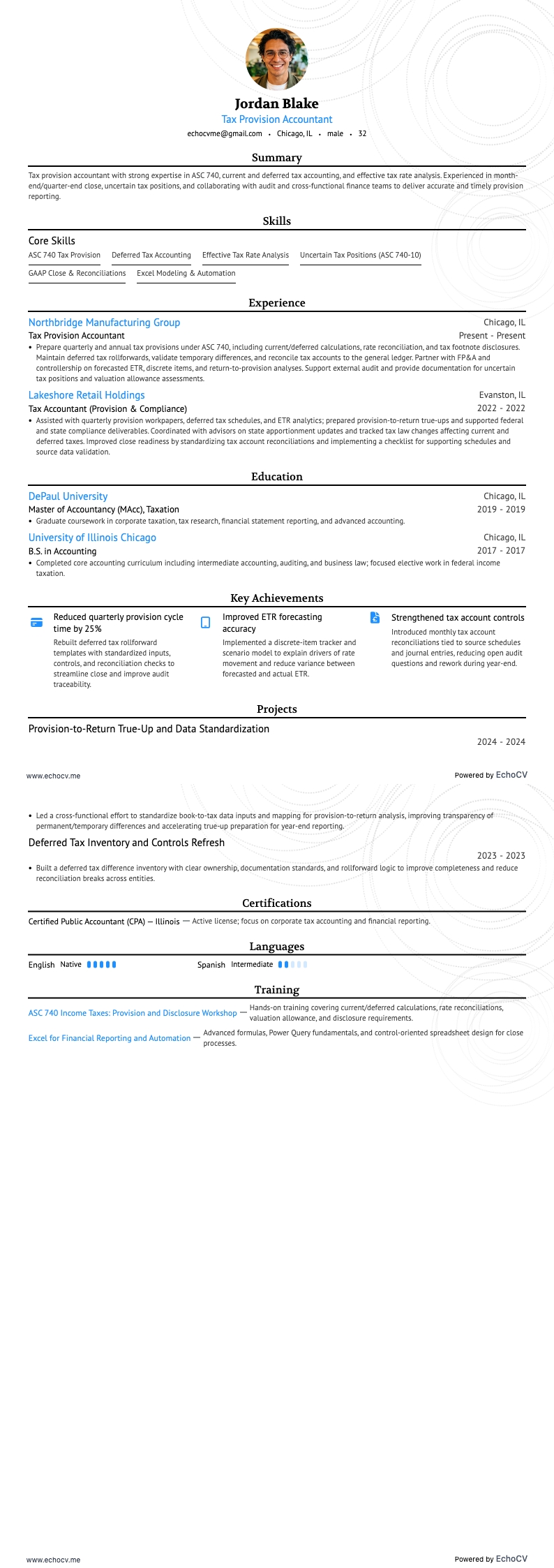 세무 회계사 resume example