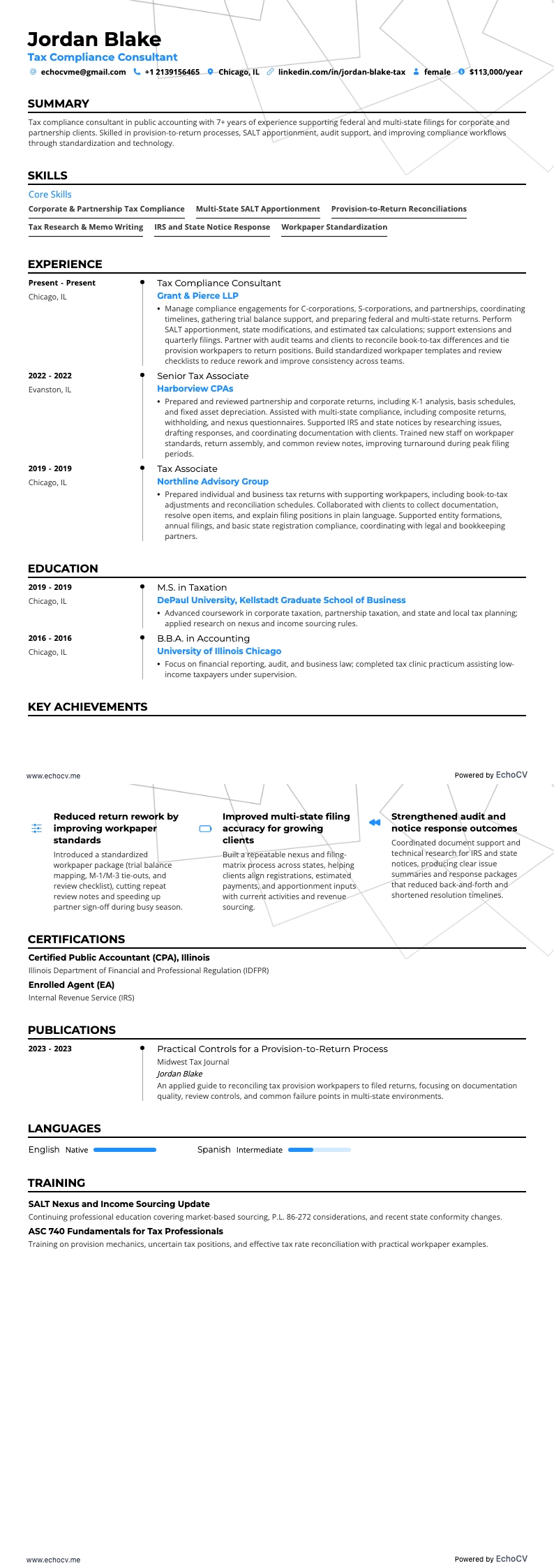 Tax Compliance Consultant