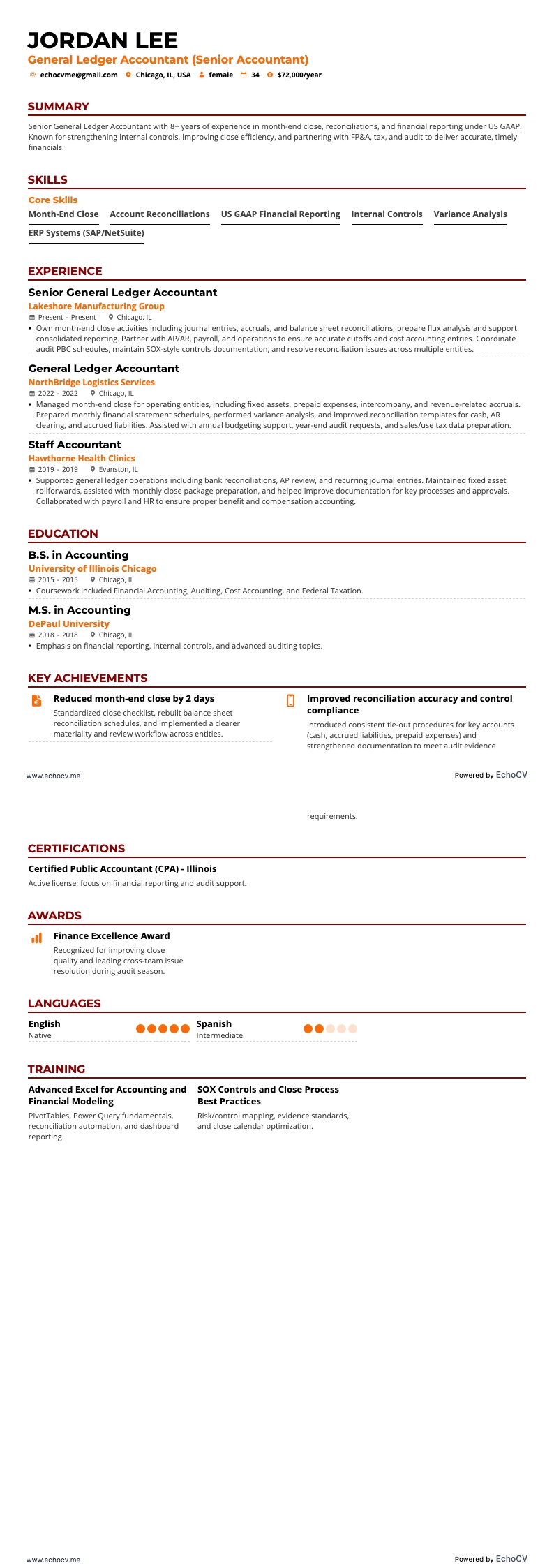 Redovisningsekonom inom huvudbok example resume