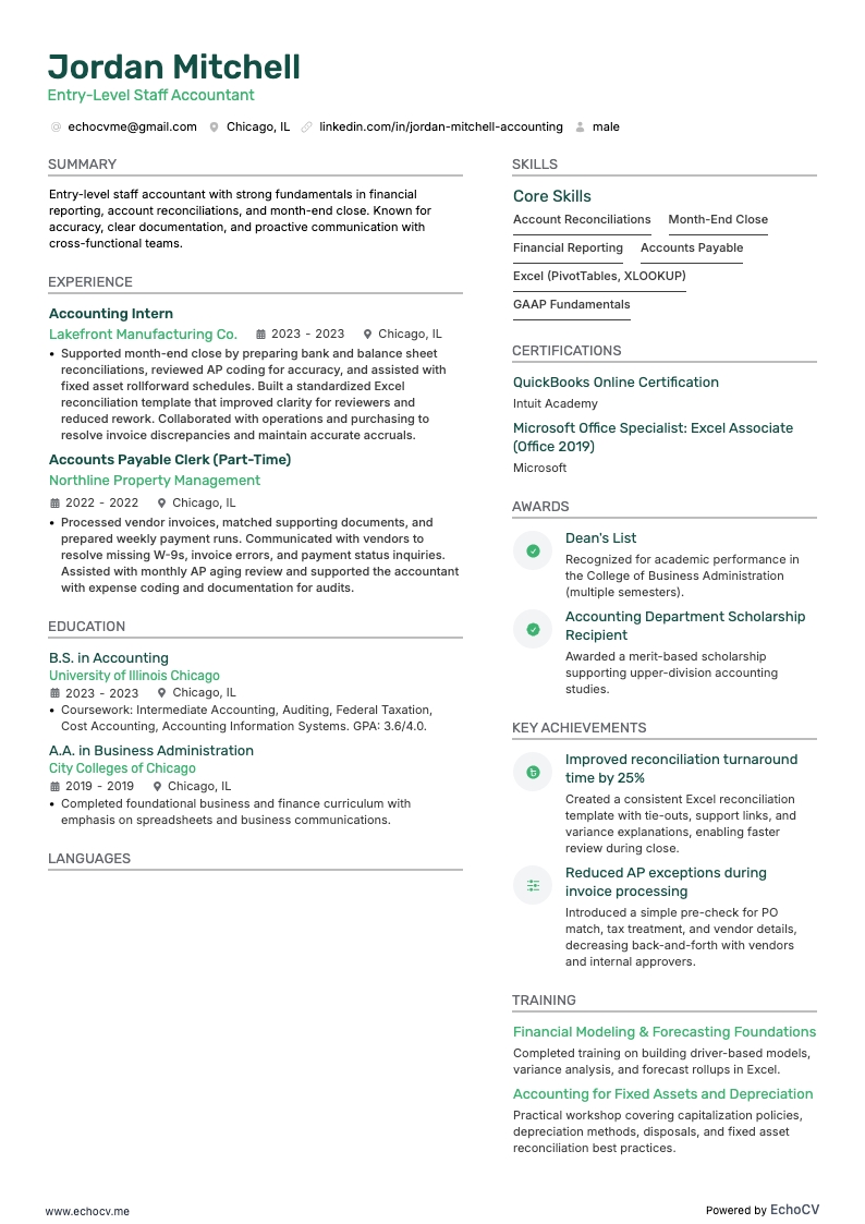 Senior redovisningsekonom resume example