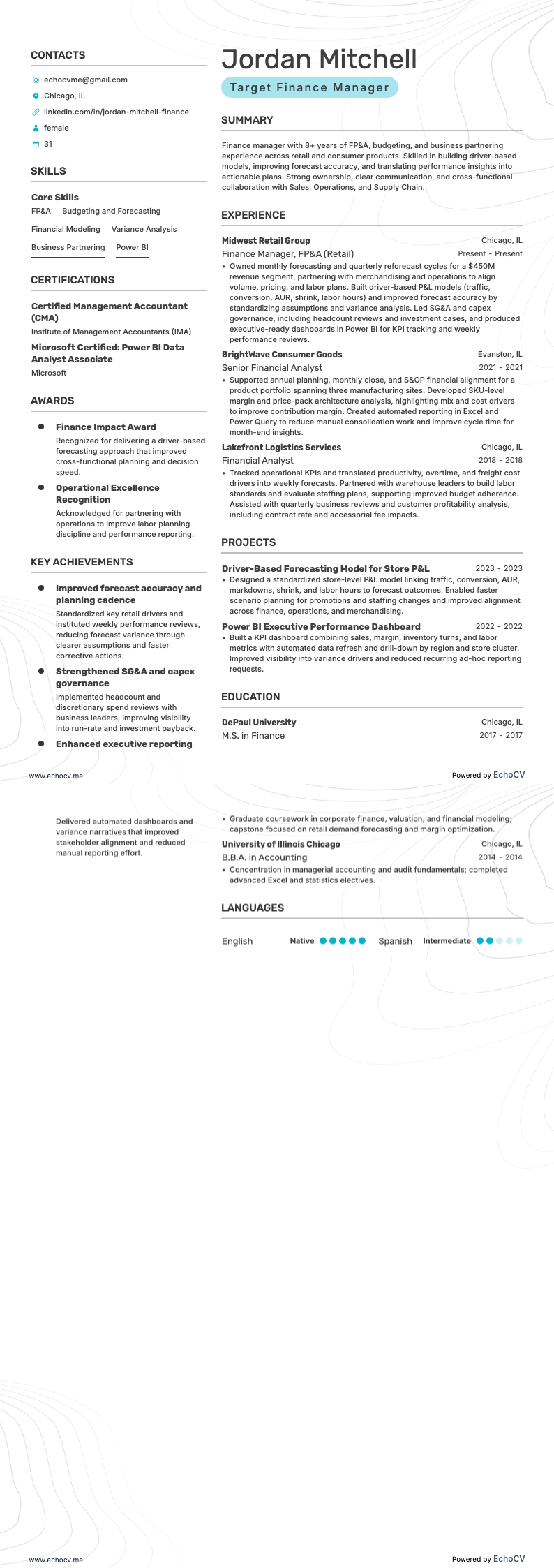 Target resume example