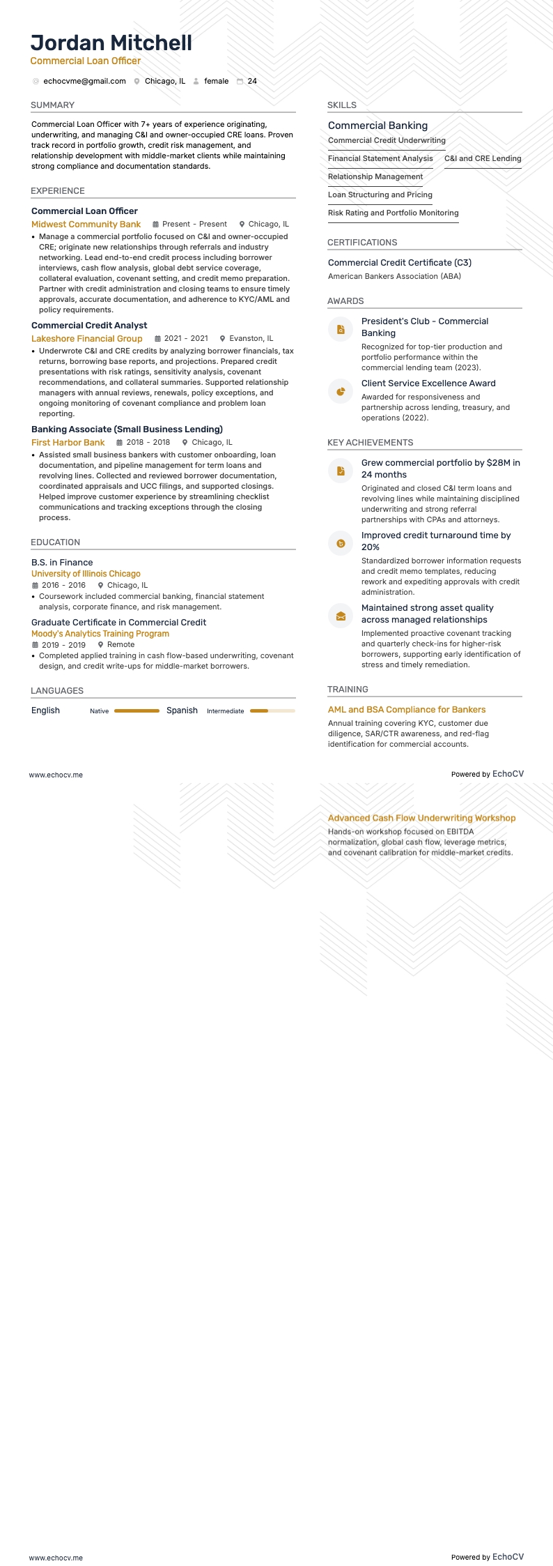 기업금융 resume example