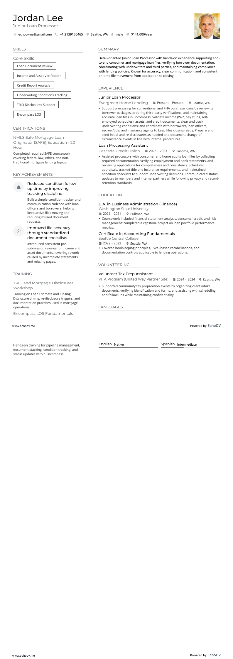 Junior leningverwerker example resume