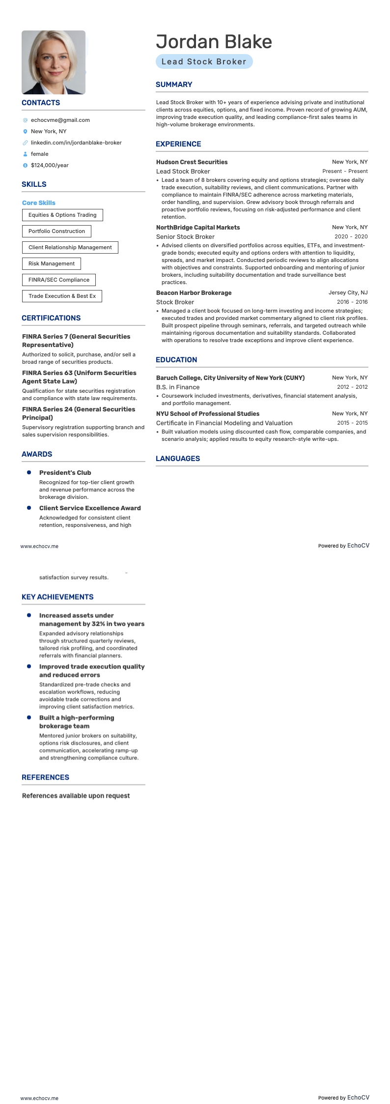 Vista previa completa de Corredor de Bolsa principal