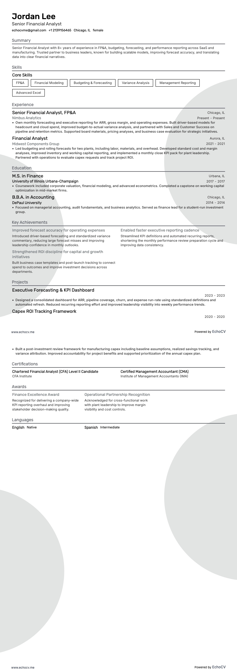 Senior Financial Analyst full preview