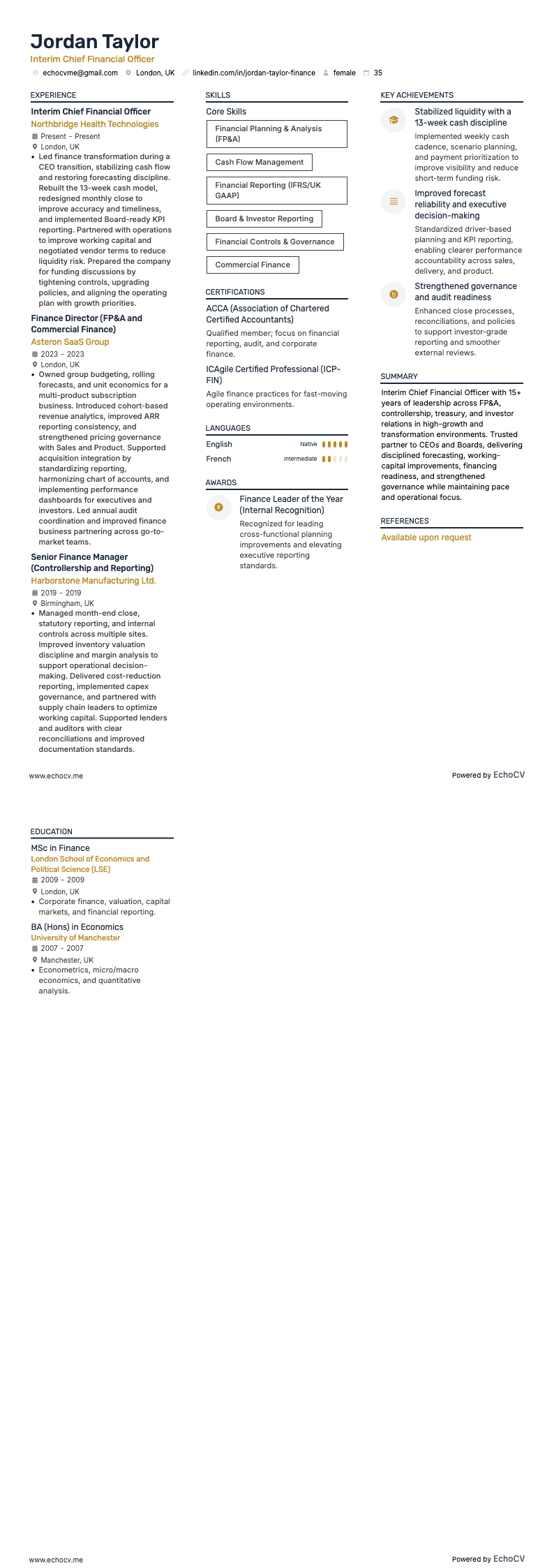 Interim Chief Financial Officer full preview