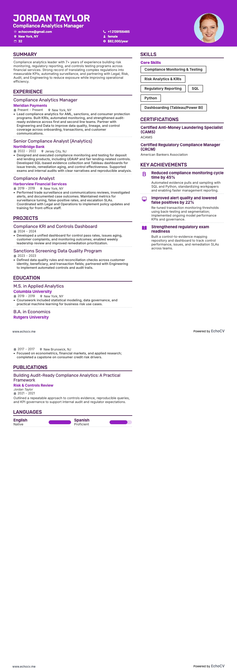 Compliance Analytics Manager full preview