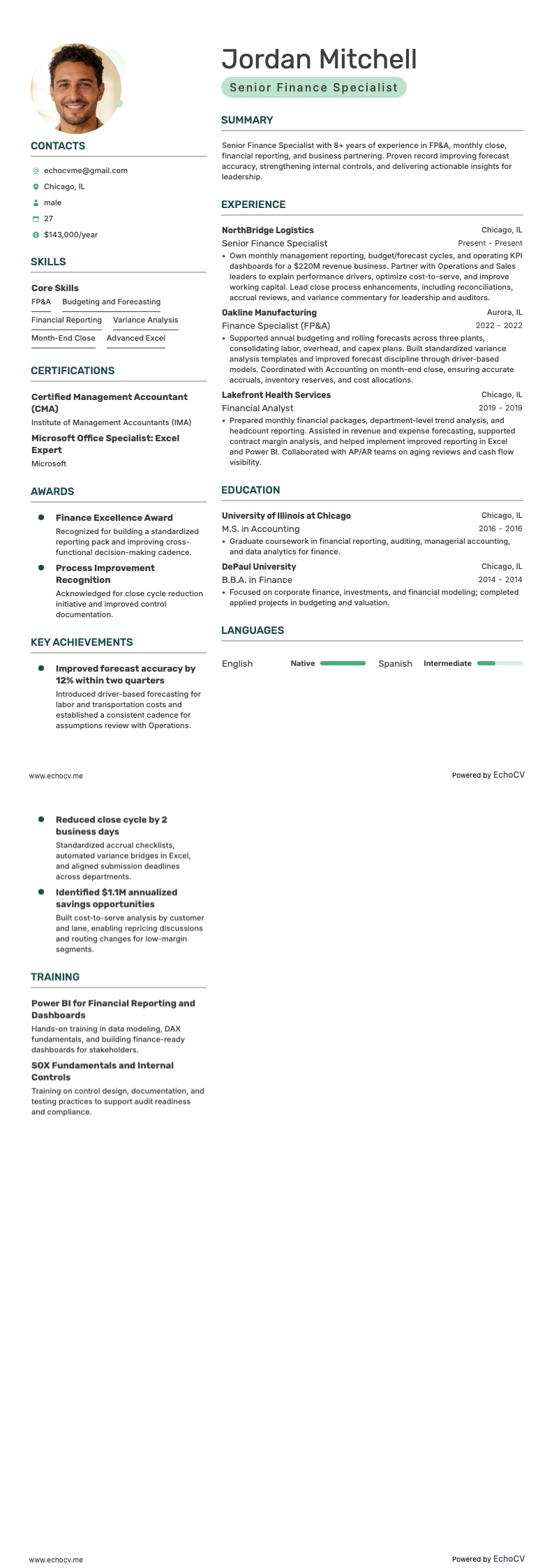 Senior Finance Specialist full preview