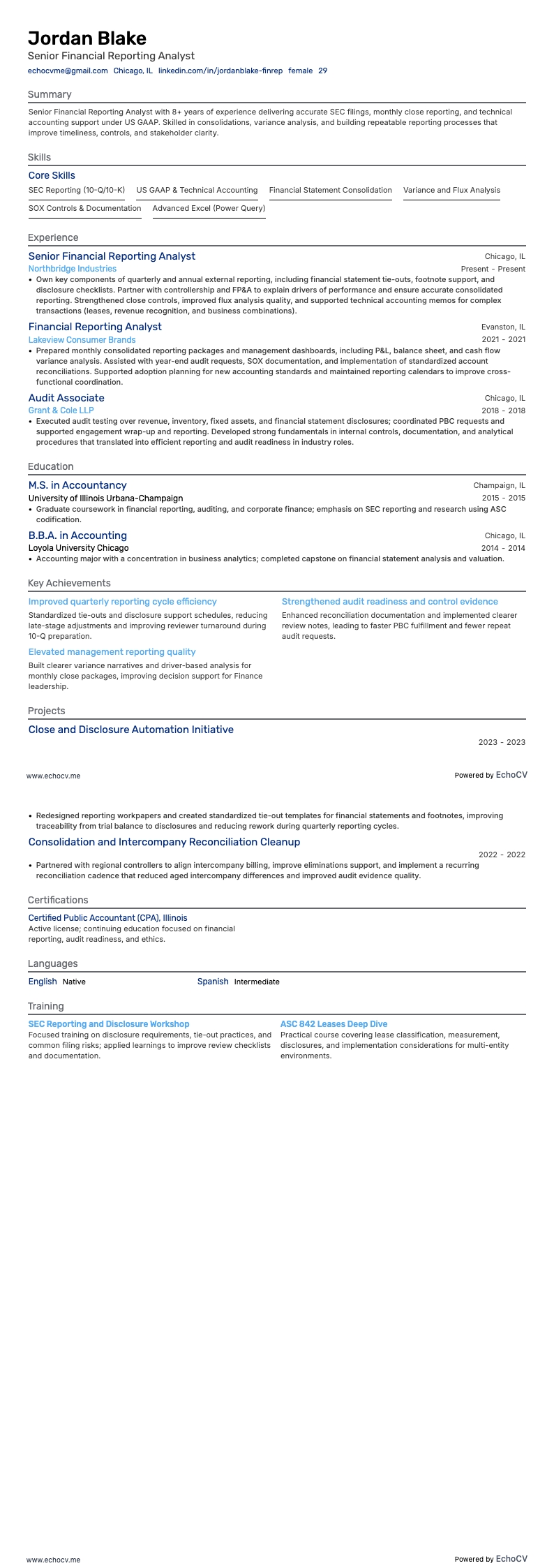 Senior Financial Reporting Analyst full preview