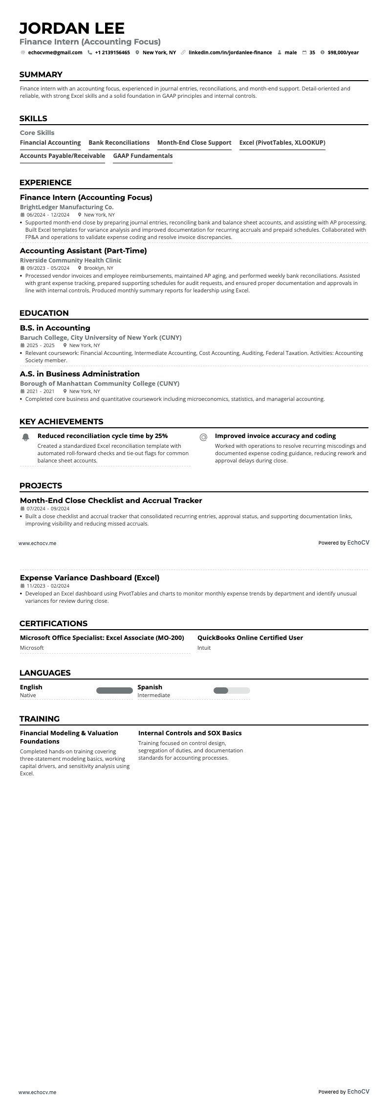 财务实习生（会计方向）