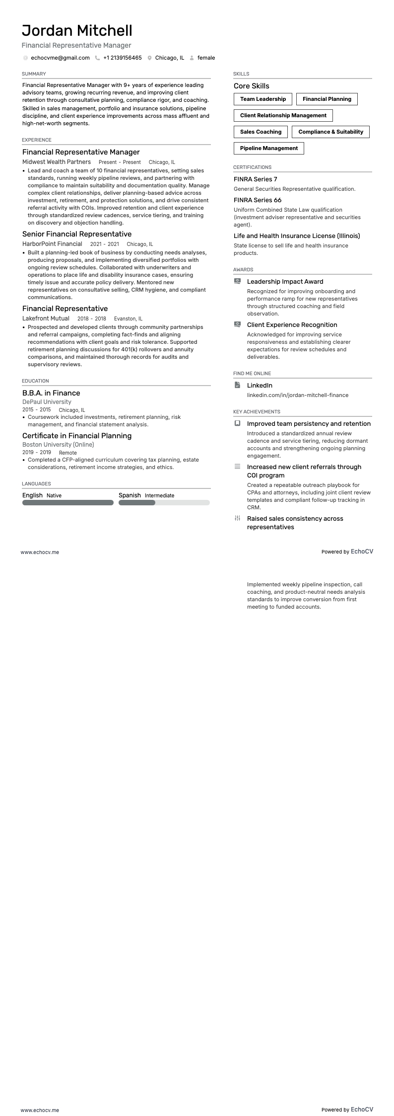 Financial Representative Manager full preview