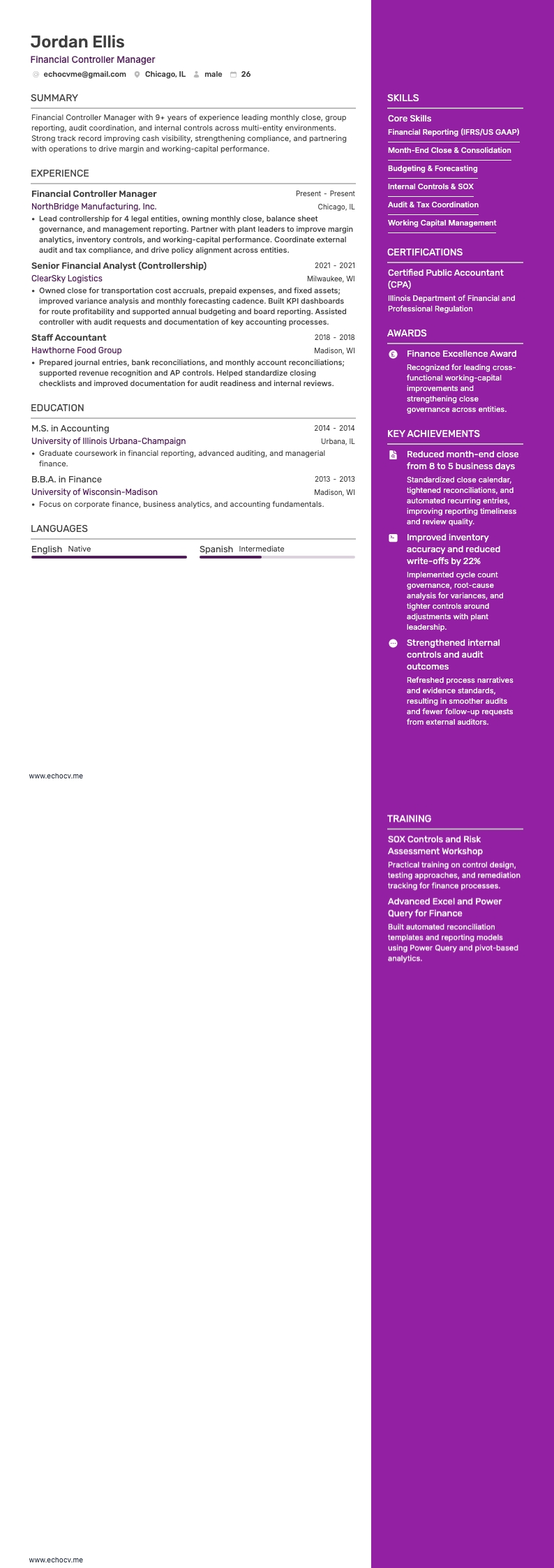 Financial Controller Manager full preview