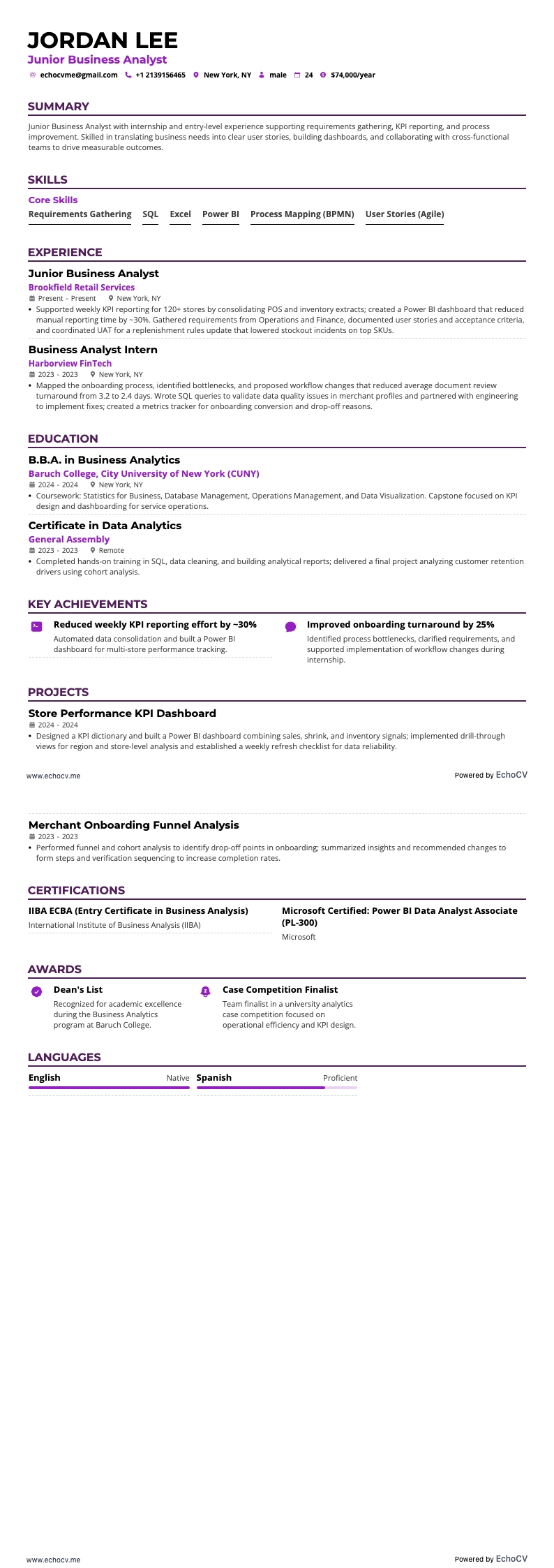 Junior Business Analyst full preview