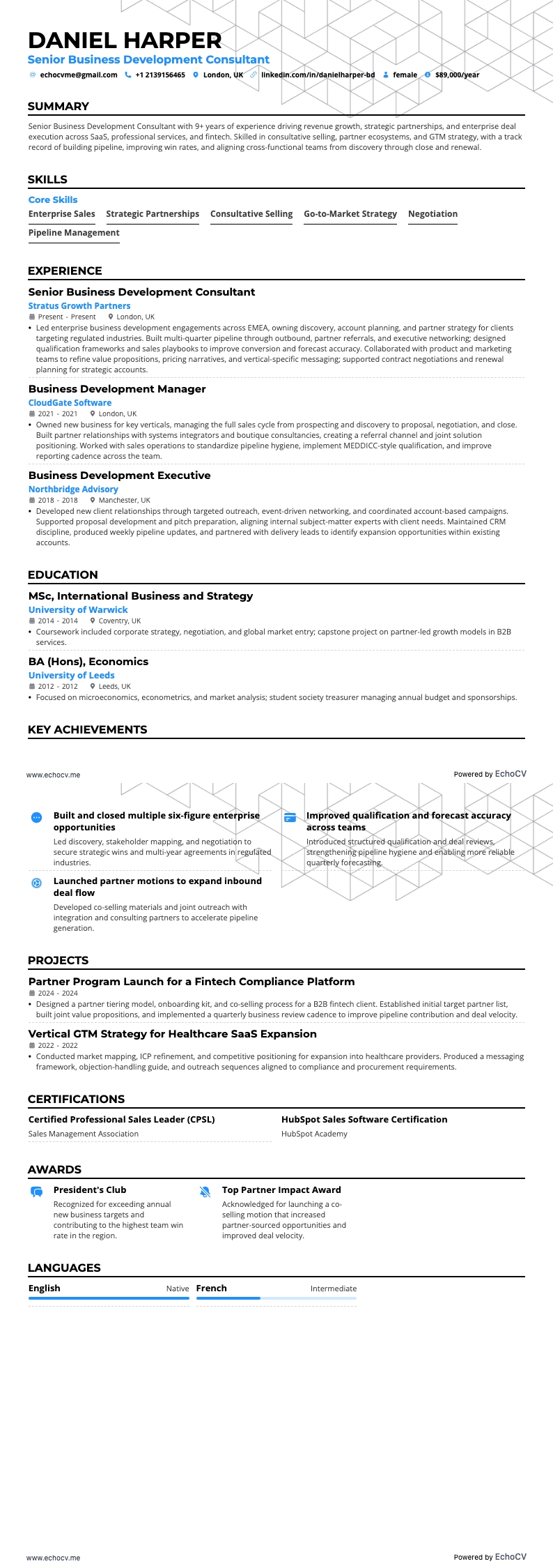 Senior Business Development Consultant full preview