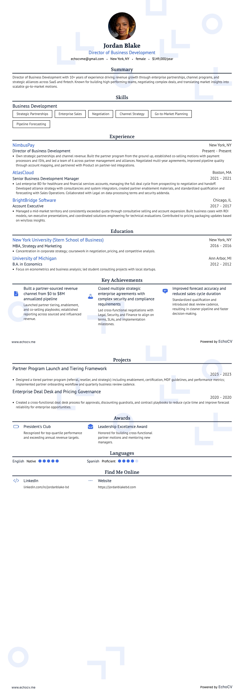 Prévia completa de Diretor de Desenvolvimento de Negócios