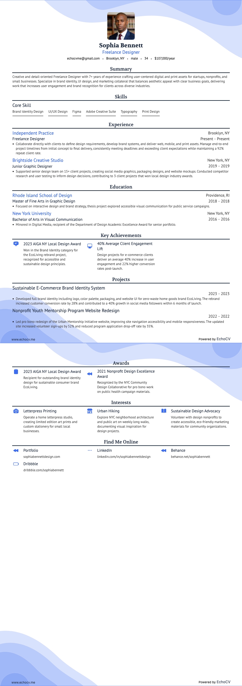 Freelance Designer example resume