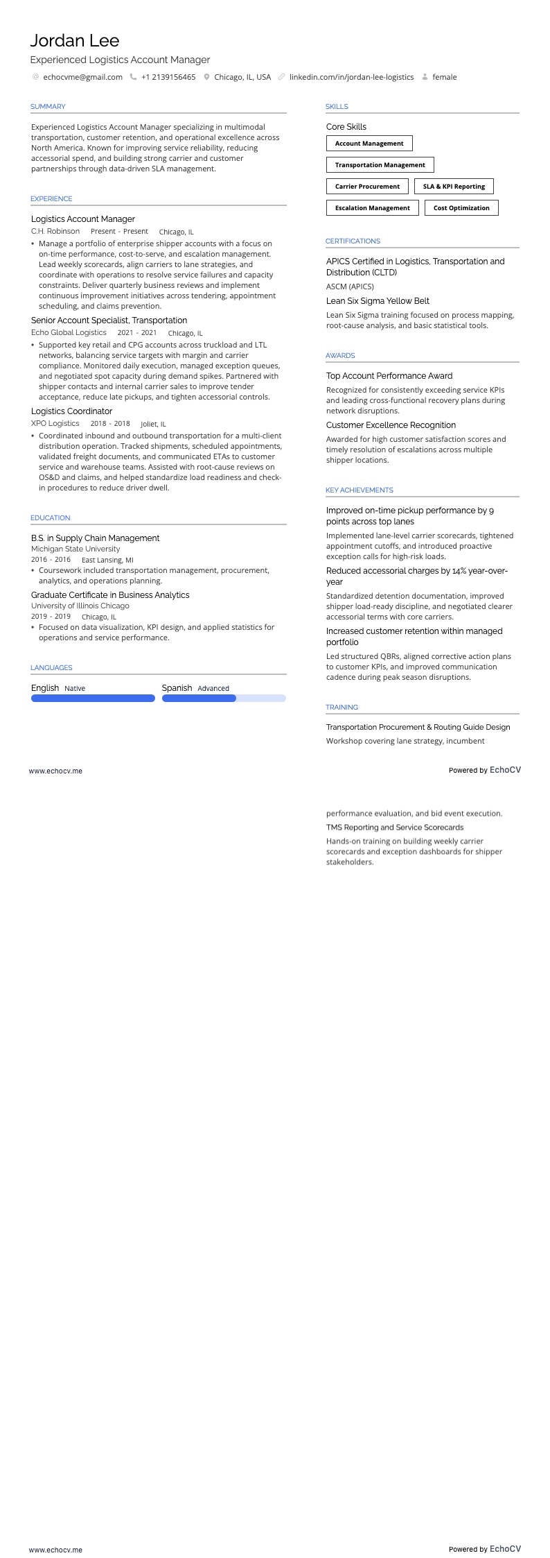 Ervaren Accountmanager Logistiek volledige voorbeeldweergave