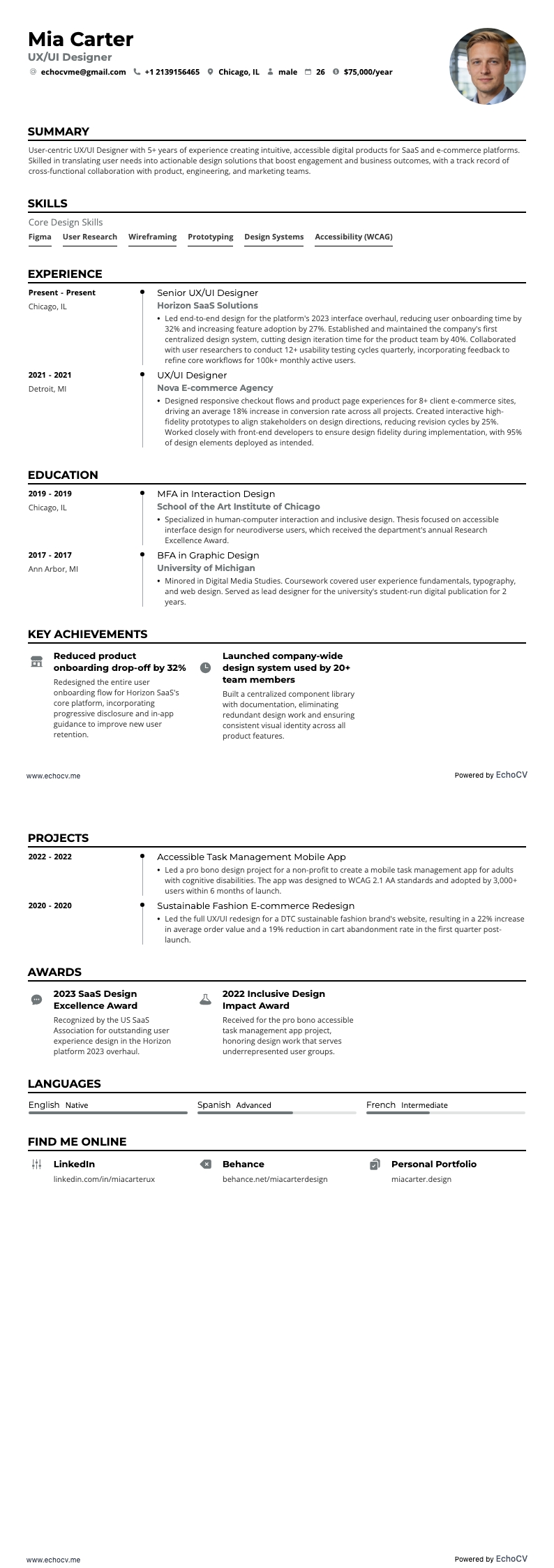 UX-designer resume example