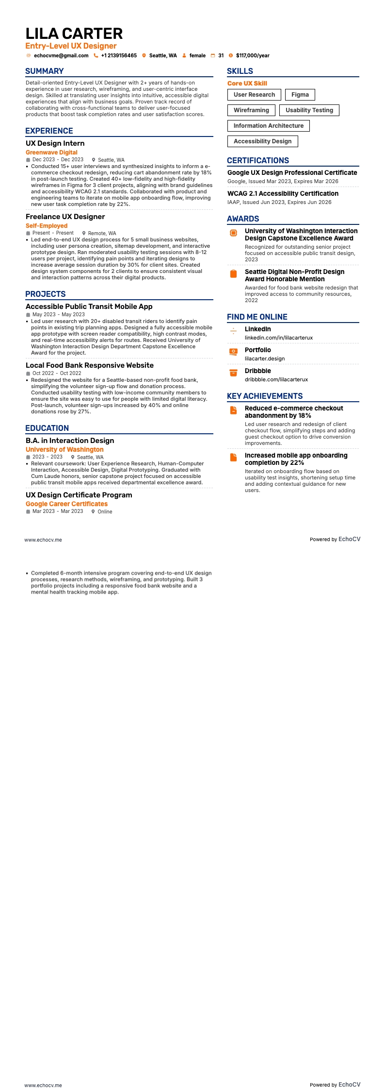 UX-designer på ingångsnivå full förhandsvisning