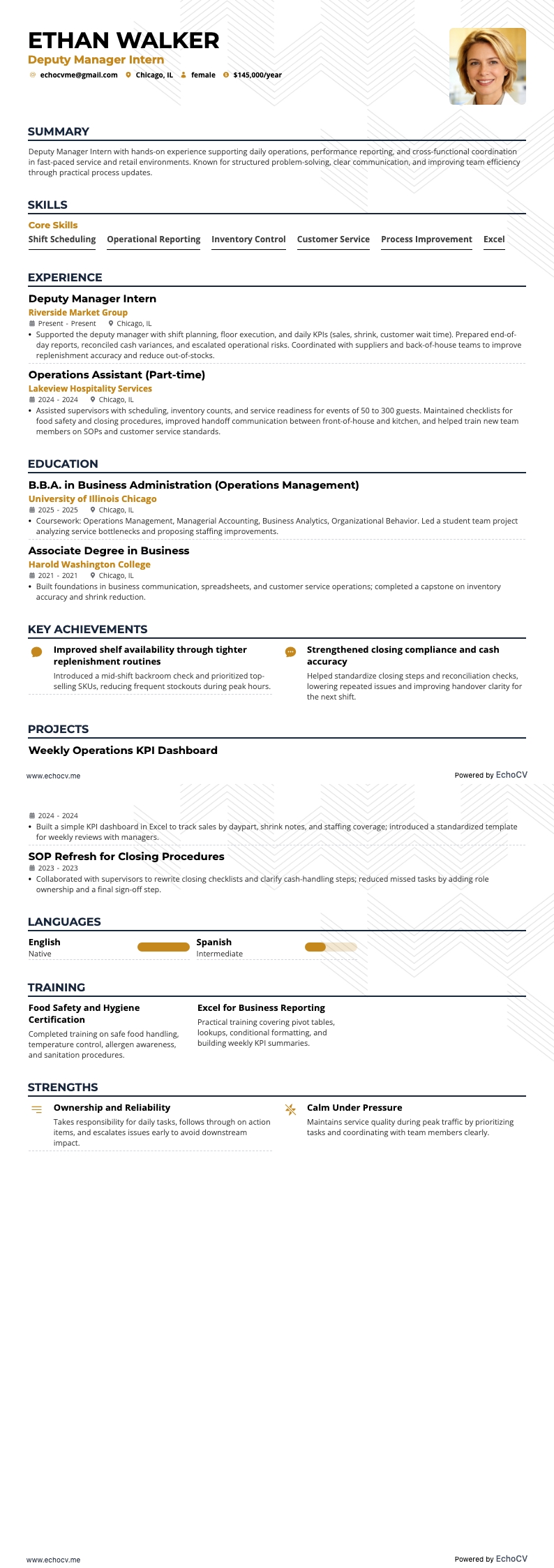 Praktikant biträdande chef