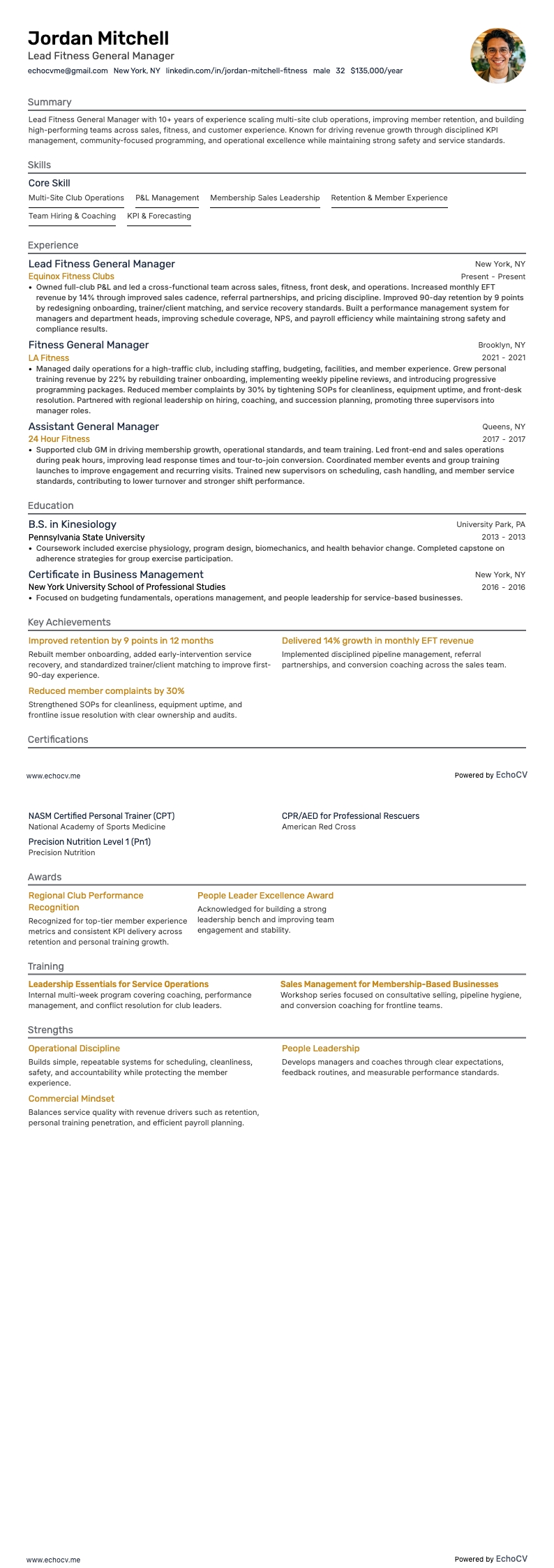 Lead Fitness General Manager full preview