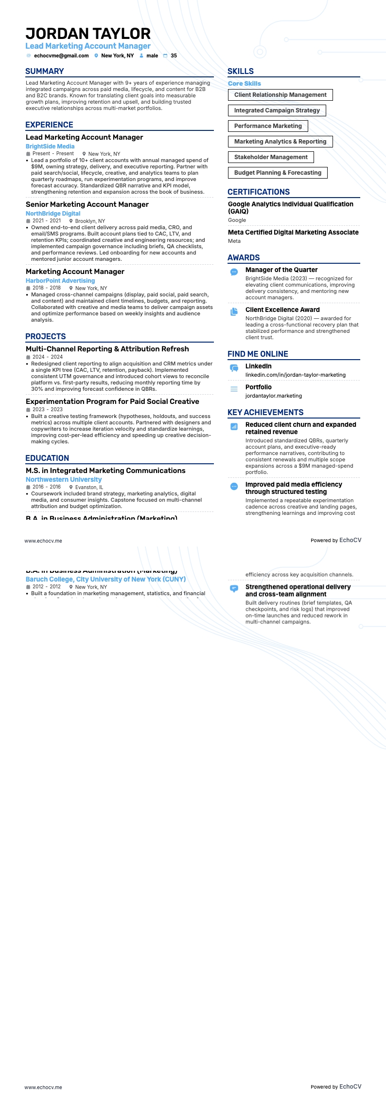 Lead Marketing Account Manager full preview