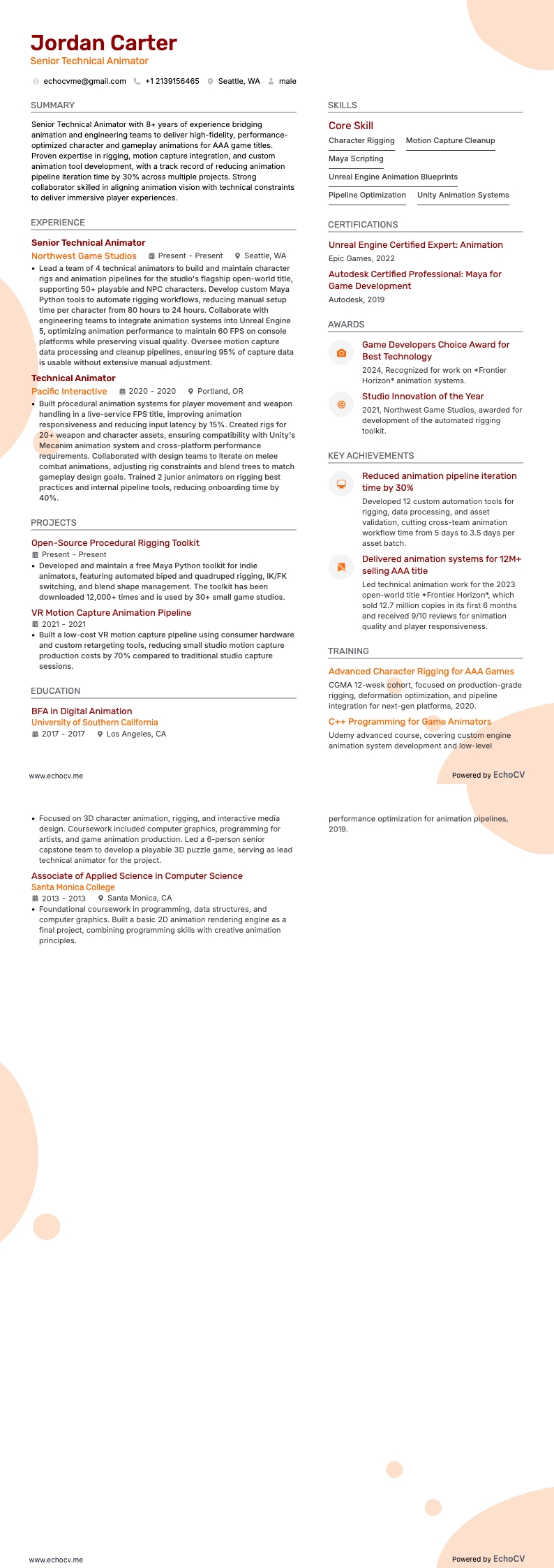 Senior Technical Animator full preview