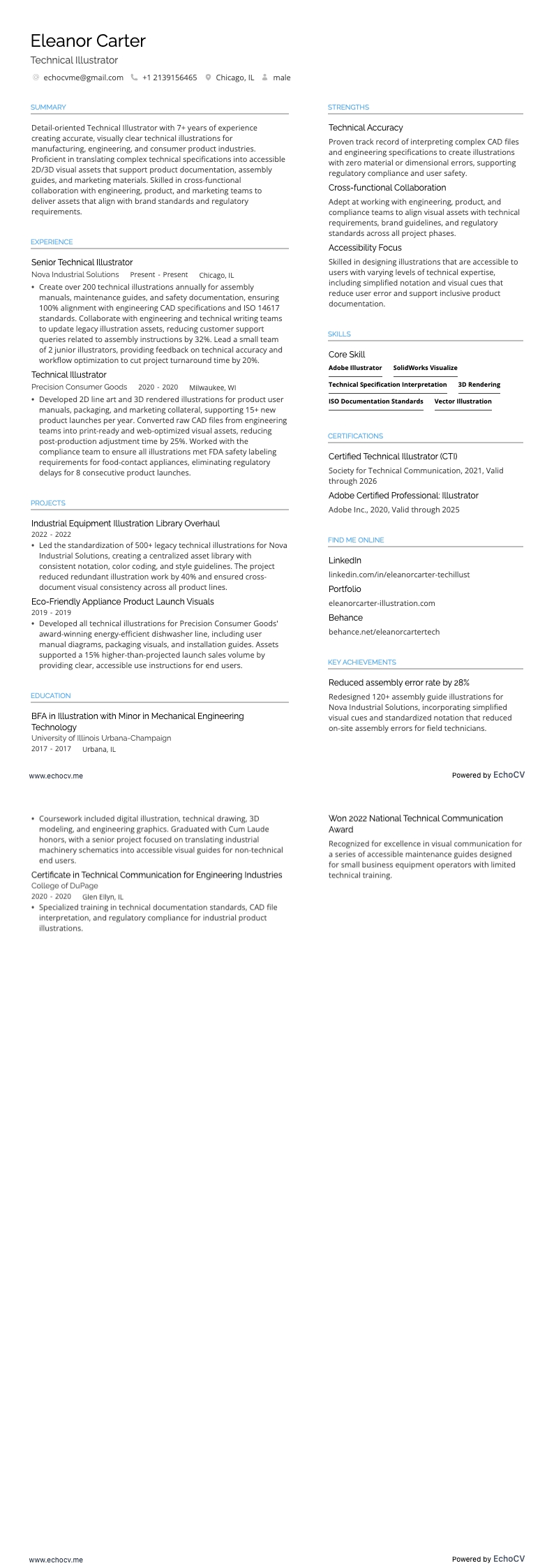 Technical Illustrator example resume