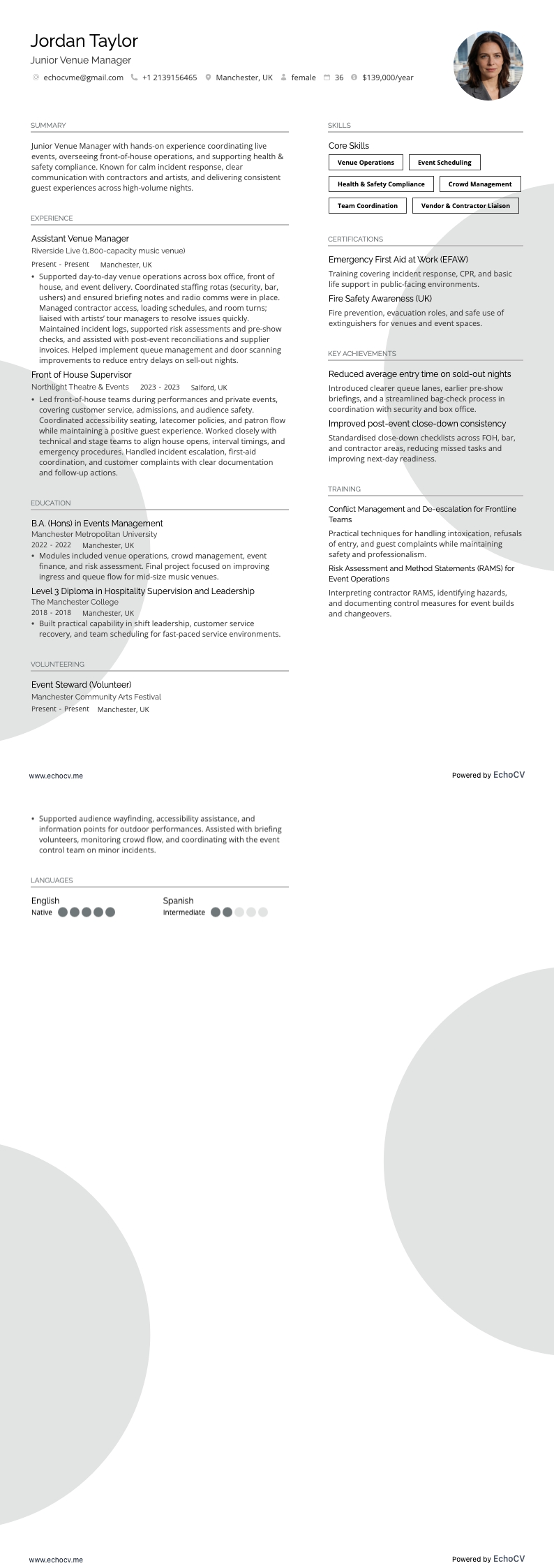 Junior Venue Manager full preview