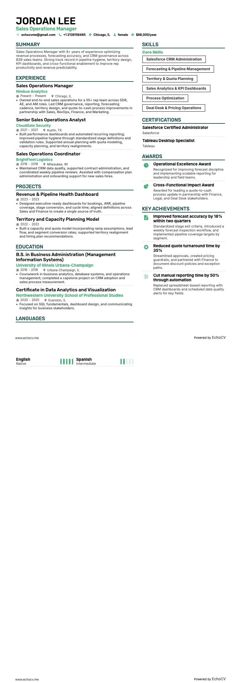 Sales Operations Manager full preview