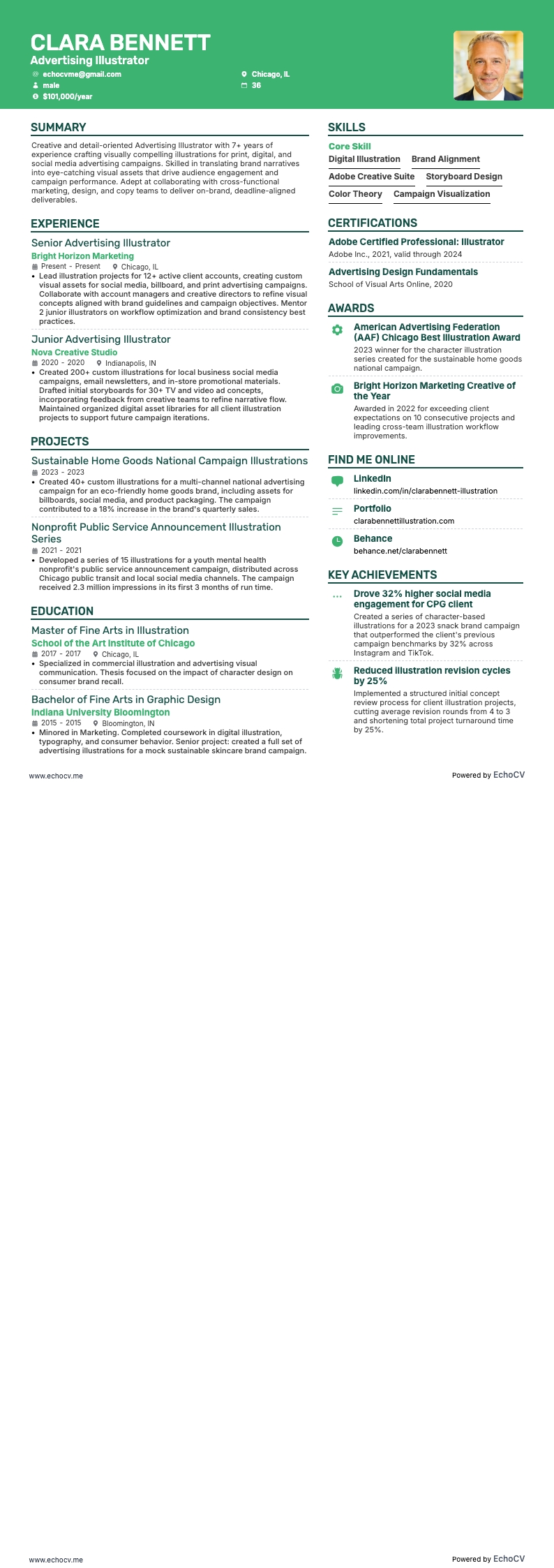 Advertising Illustrator example resume