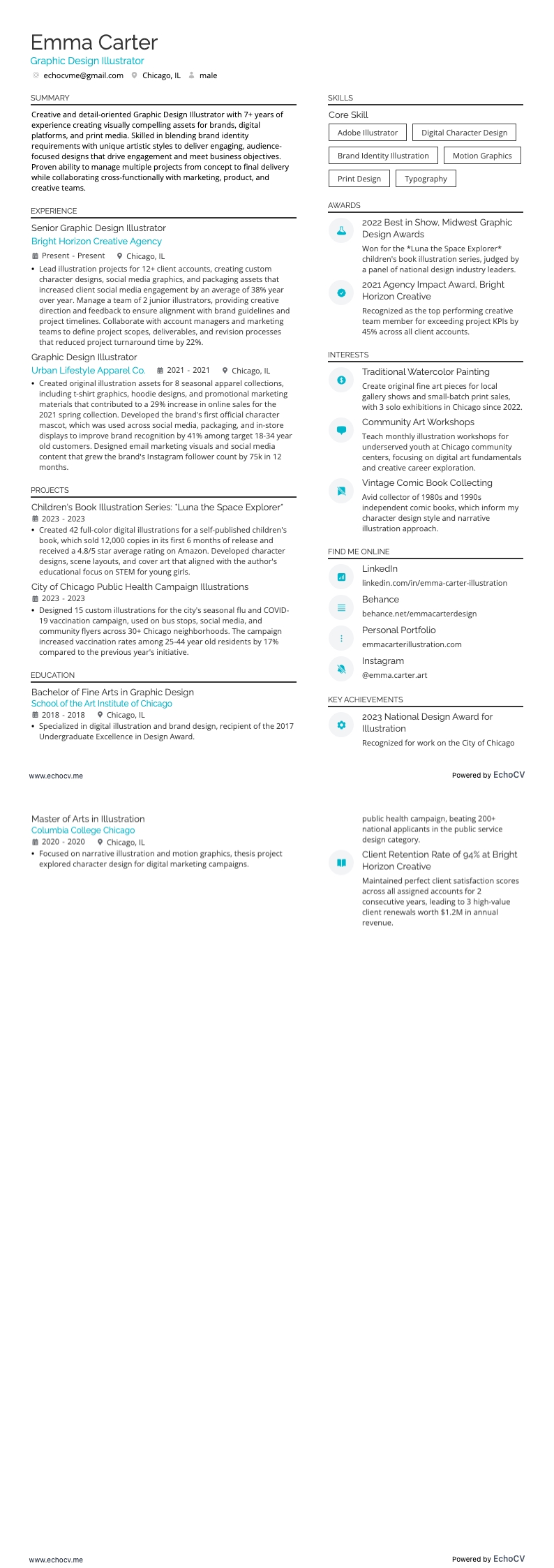 插畫師 resume example