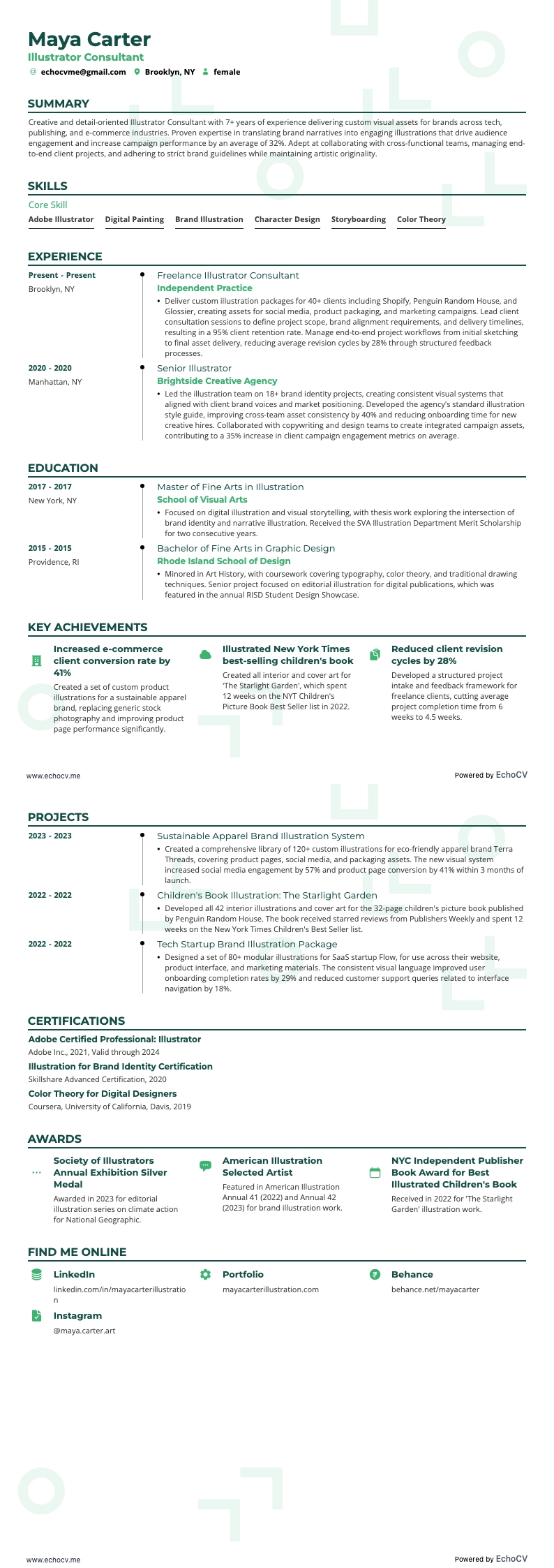 Illustrator Consultant example resume