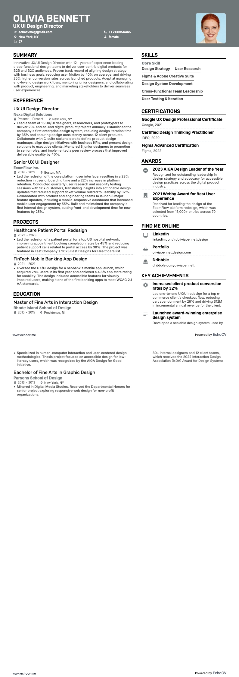 Giám đốc Thiết kế UX UI example resume