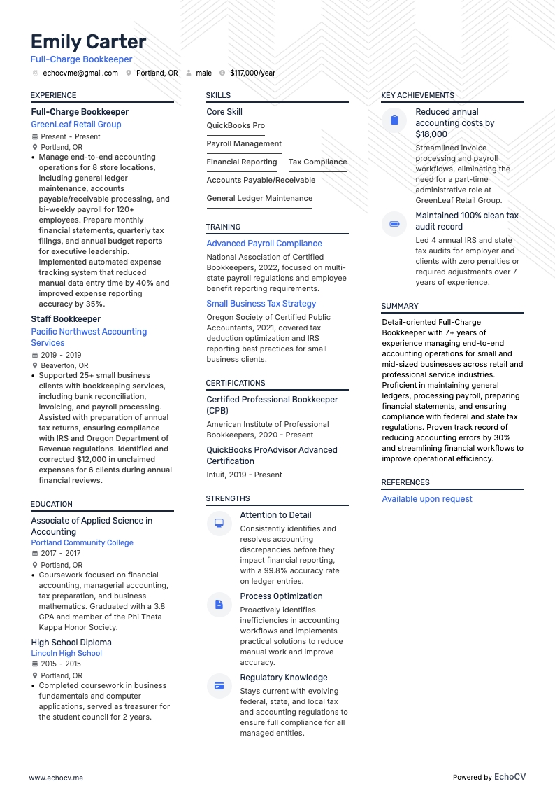 経理担当者 example resume