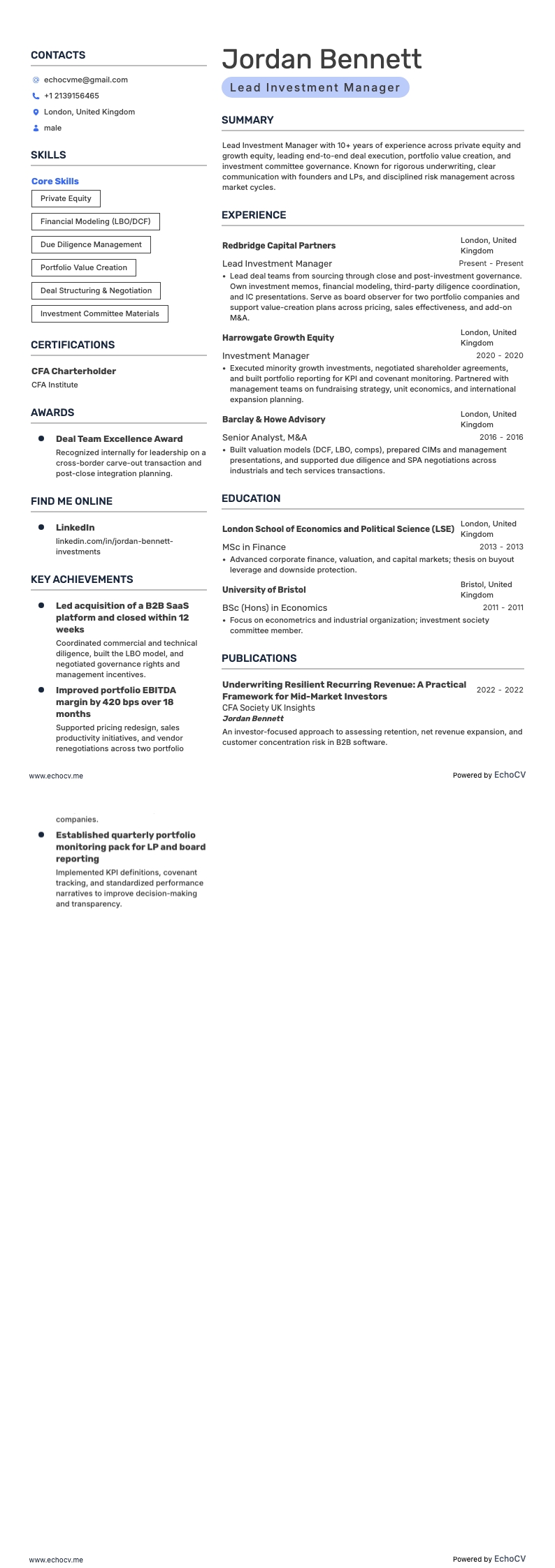 Lead Investment Manager full preview