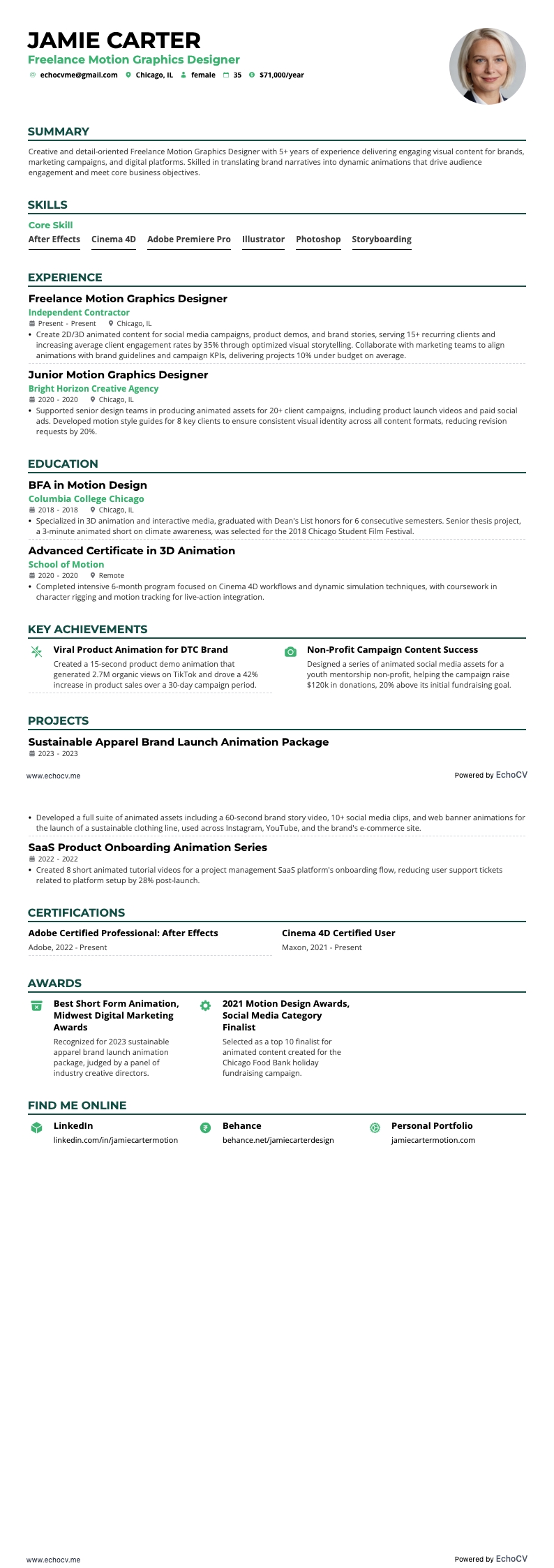 动态图形 resume example