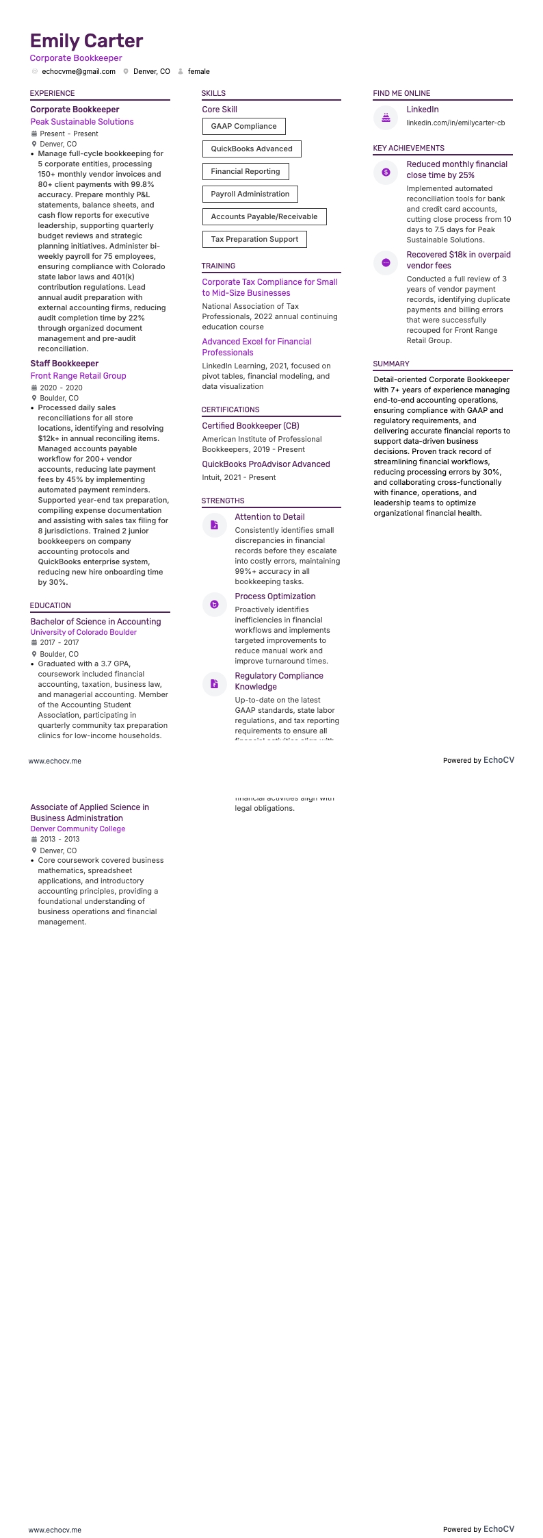 企業経理担当 example resume