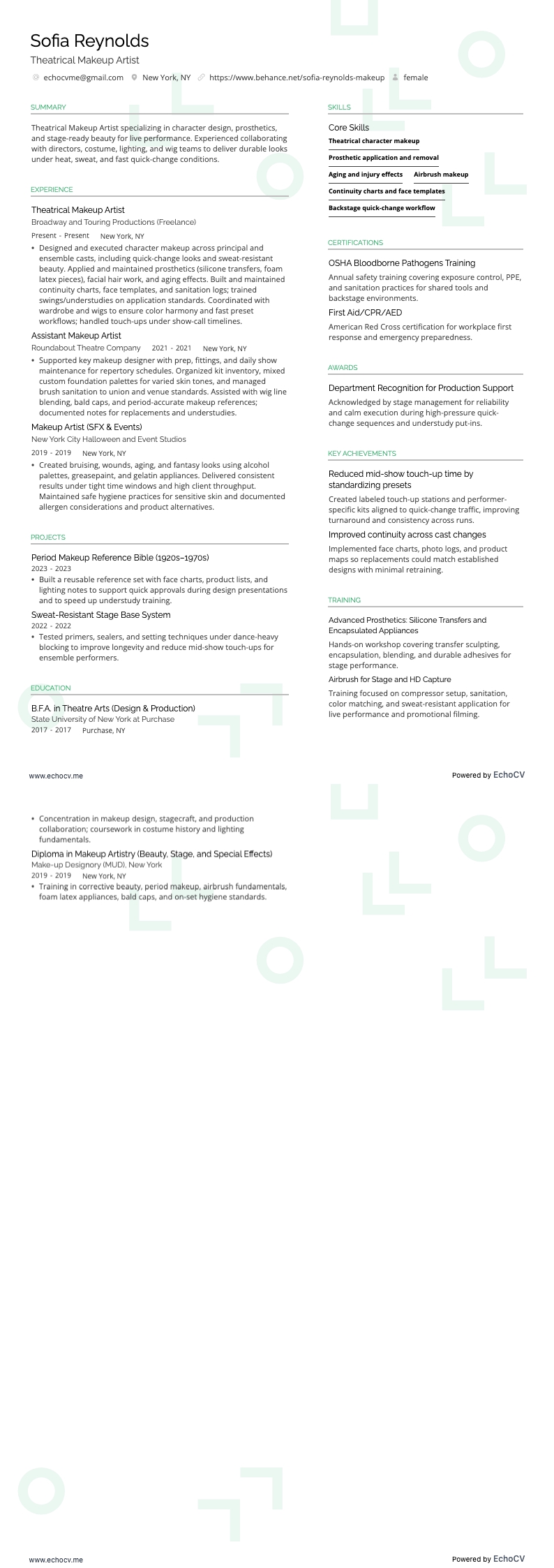 Makeupartist resume example