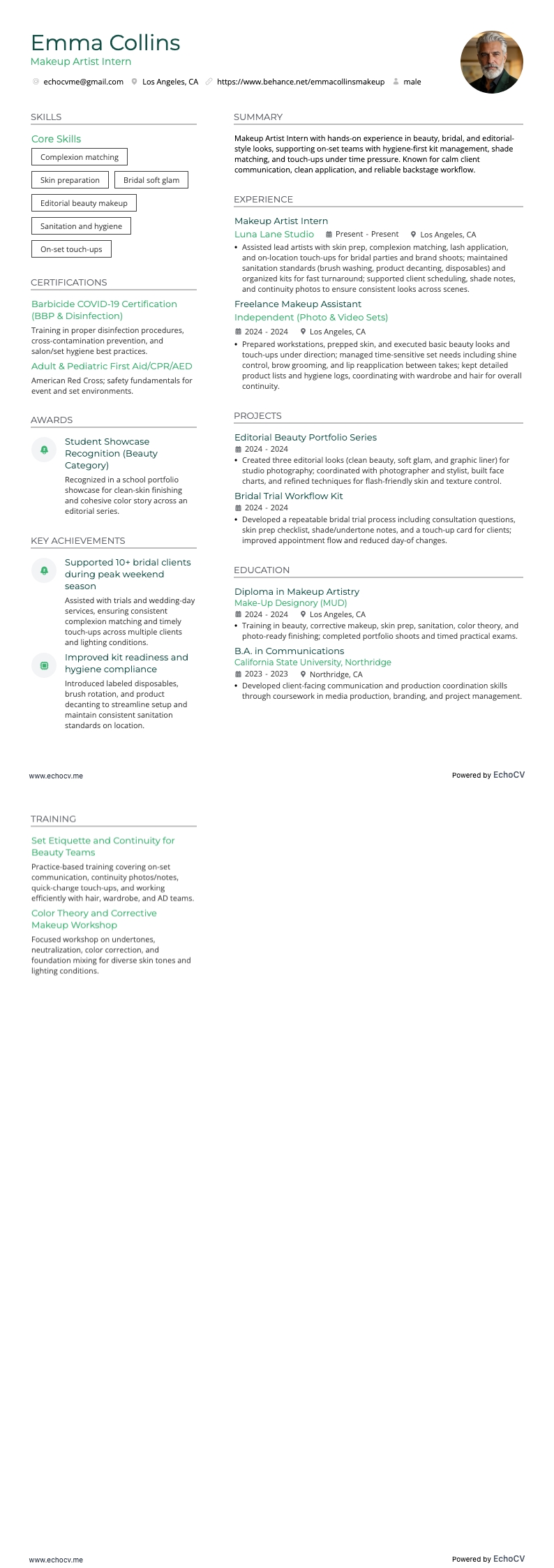 Maquilleur resume example