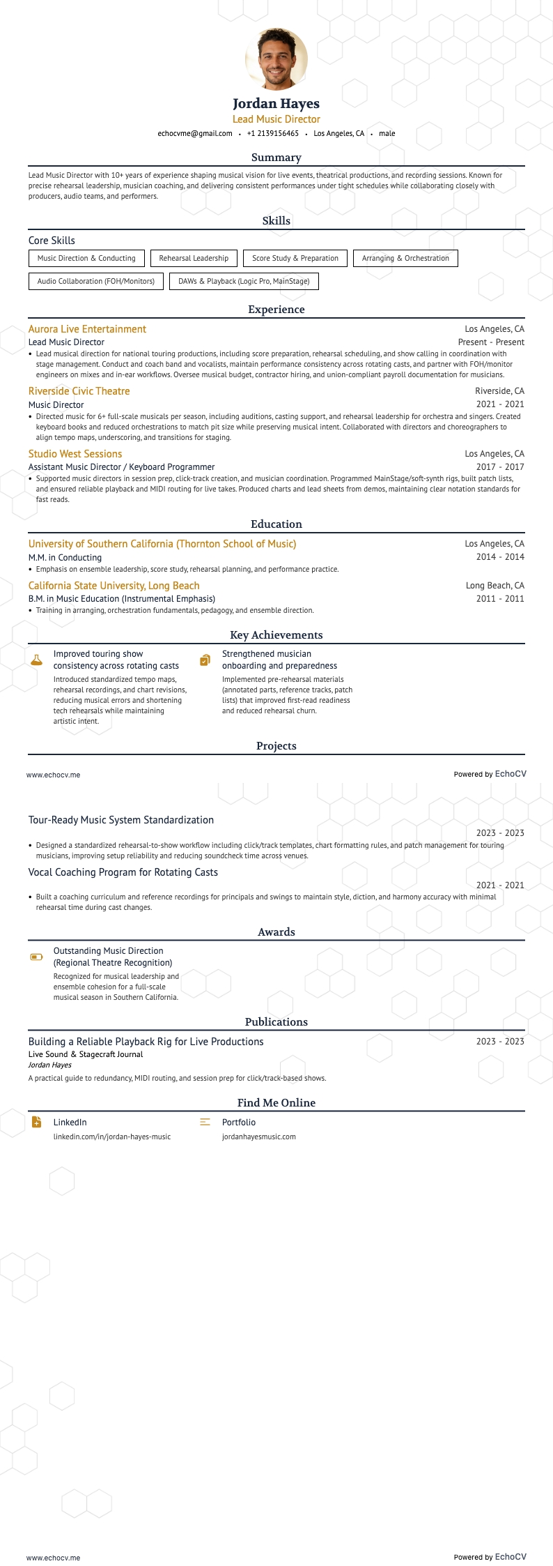 Musikdirektor resume example