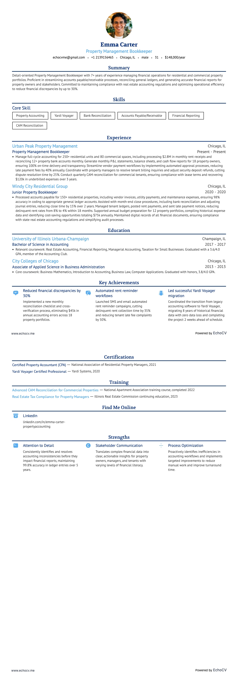 不動産管理の経理担当 example resume