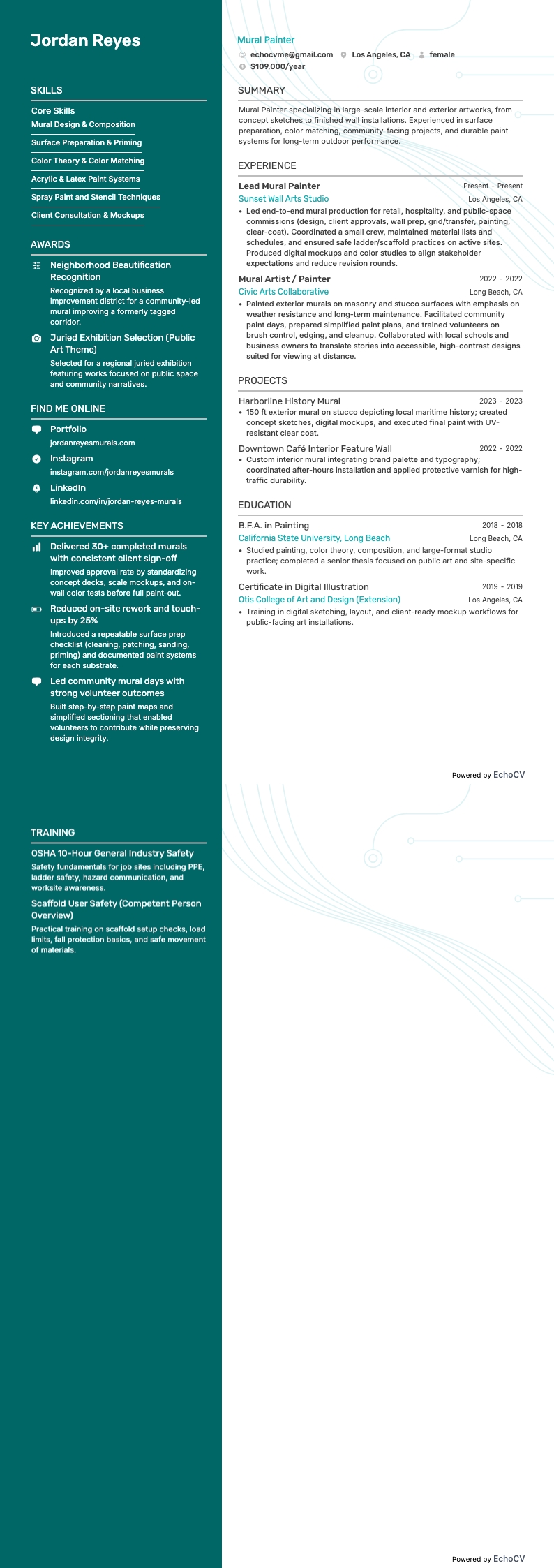 油漆工 resume example